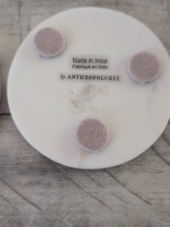 Anthropologie 2 Marble Coasters Mother Of Pearl Abalone Shell Ramona Replacement - Picture 8 of 13